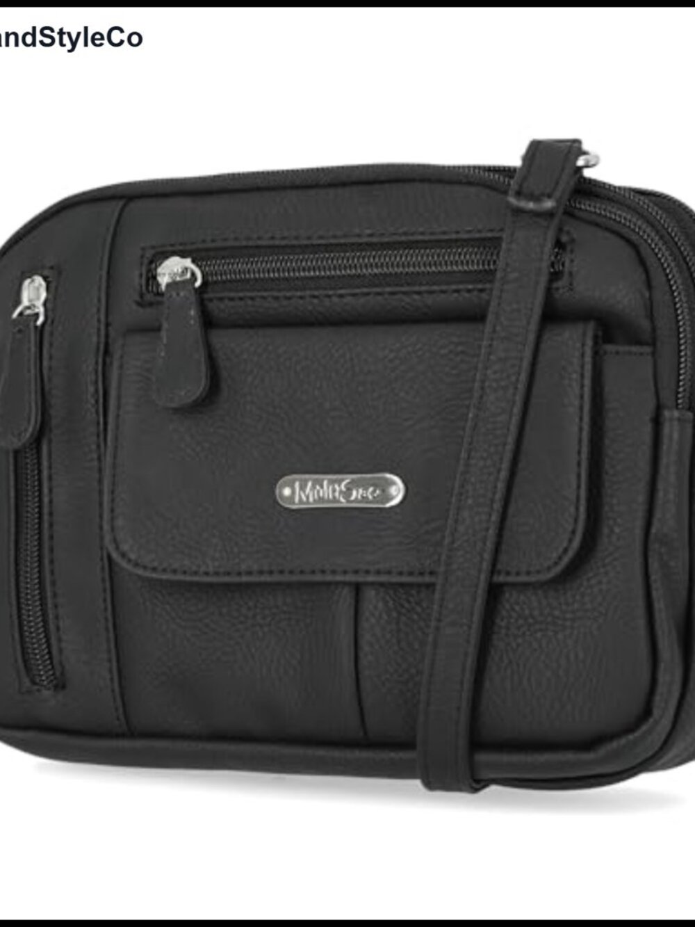 Vegan Leather Triple Compartment Crossbody Bag with Adjustable Strap